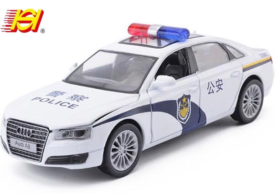 SH Audi A8 Diecast Police Car Toy 1:32 Scale White