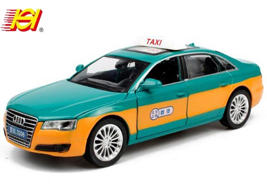 SH Audi A8 Diecast Taxi Car Toy 1:32 Scale Green-Yellow