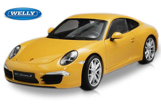 Welly Porsche 911 Carrera S Diecast Car Model 1:18 Scale Yellow