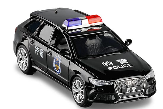JKM Audi RS 6 Avant Diecast Police Toy Black 1:36 Scale